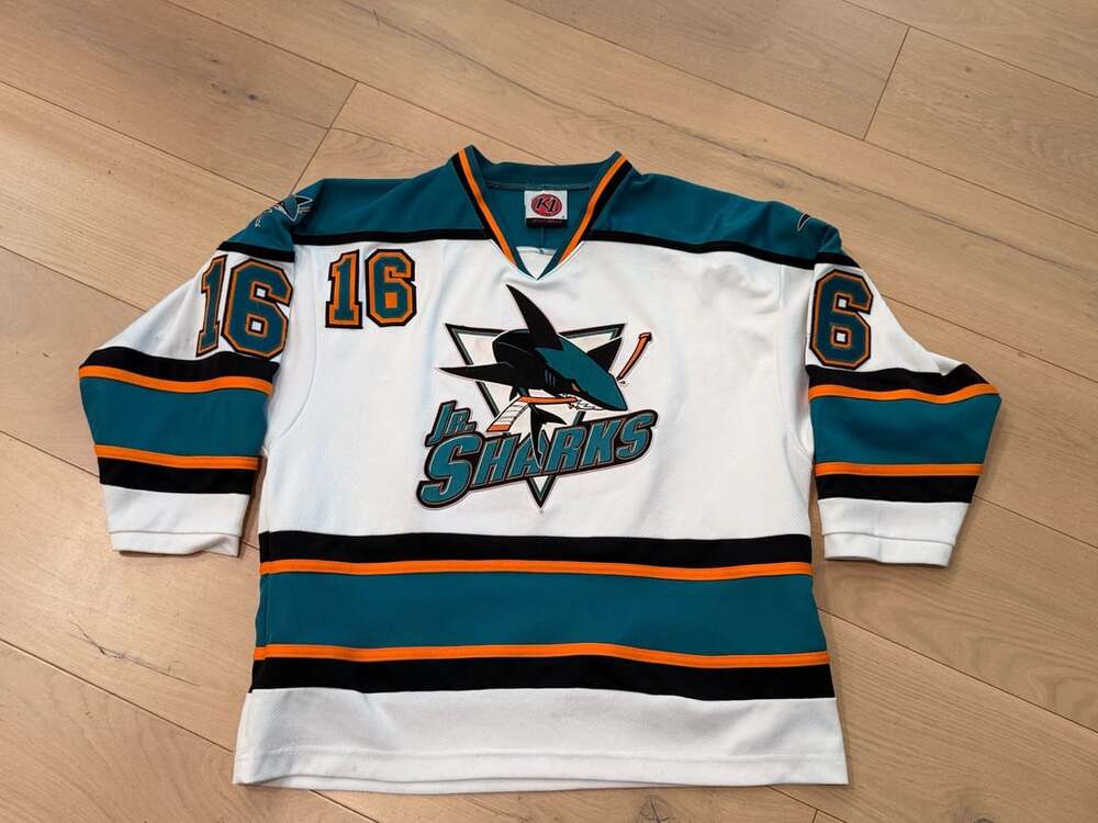 K1 Sportswear San Jose Jr. Sharks Hockey Jersey White Number 16 Size S